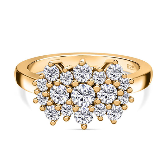 Moissanit Cluster Ring, 925 Silber rhodiniert (Größe 18.00) ca. 1.00 ct