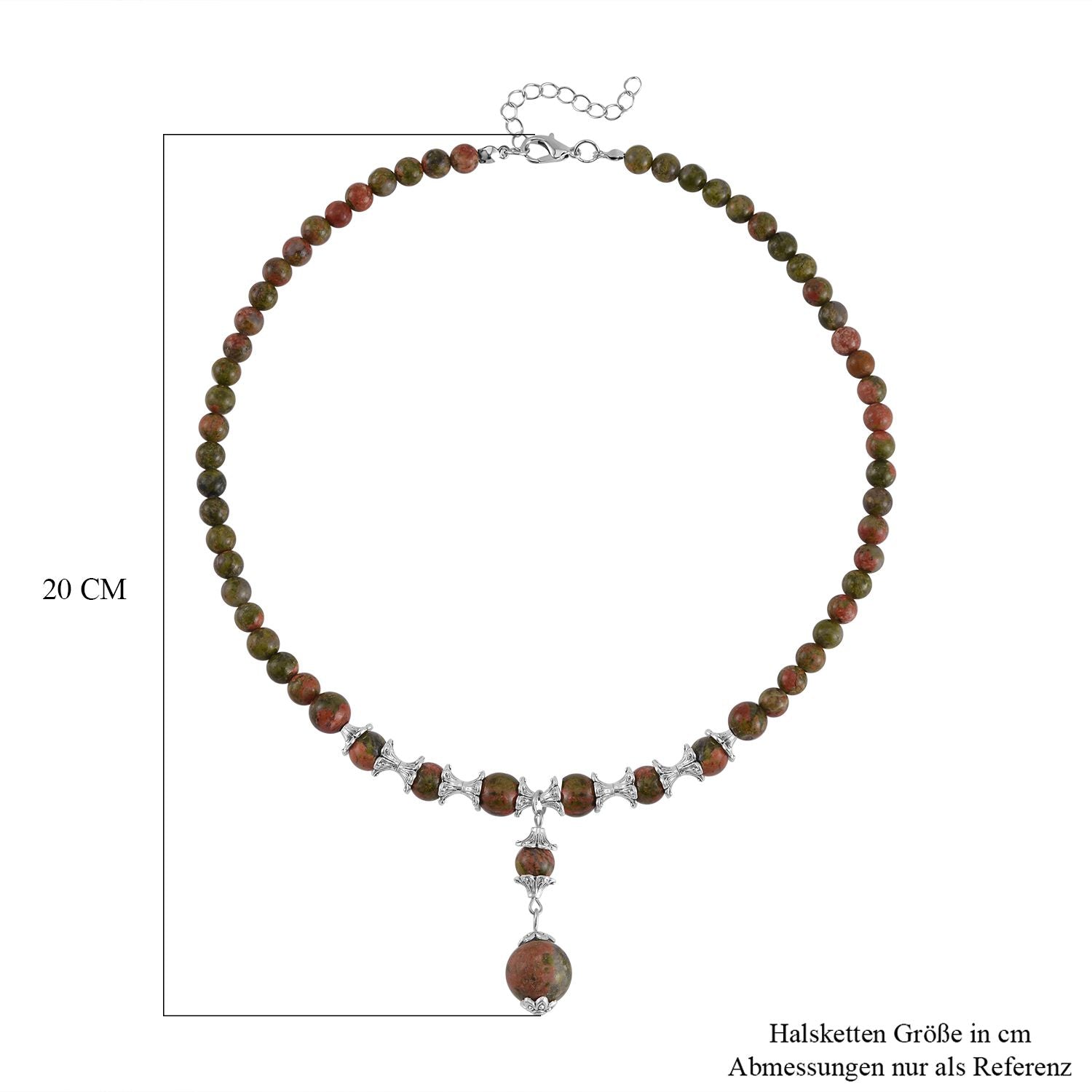 Unakite Halskette, ca. 45 cm, ca. 190.00 ct