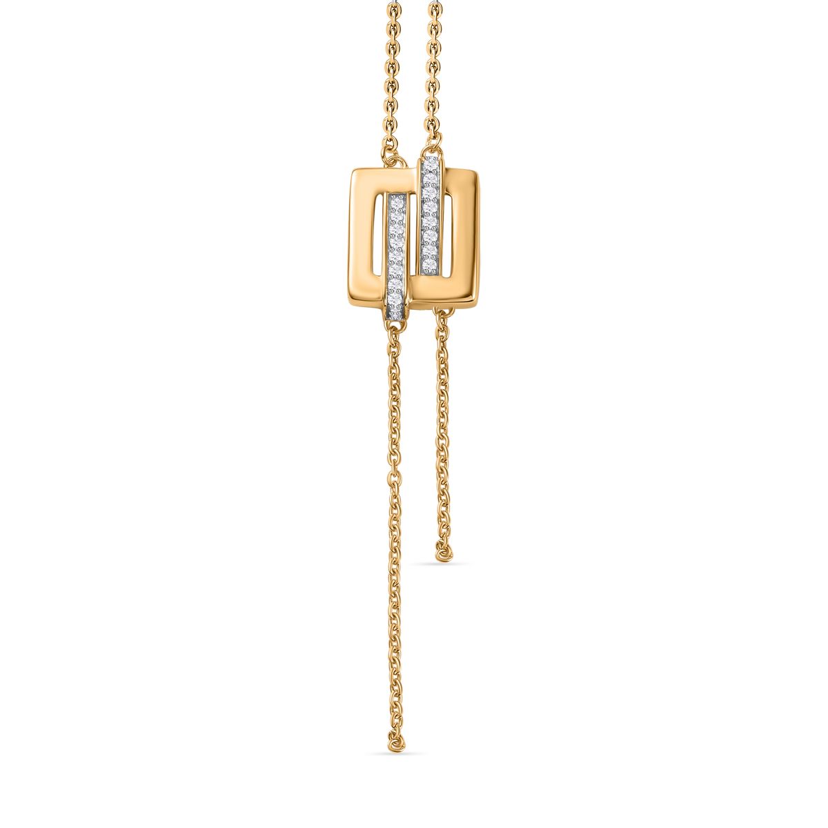 Kanchanaburi Blauer Saphir, Weißer Diamant Halskette ca. 45 cm 925 Silber Gelbgold Vermeil ca. 0,22 ct.