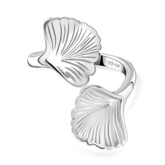 GP Italienische Garten Kollektion - Silbener Blatt-Ring, 925 Silber rhodiniert (Größe 16.00)
