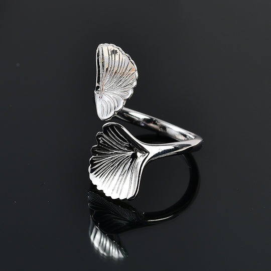GP Italienische Garten Kollektion - Silbener Blatt-Ring, 925 Silber rhodiniert (Größe 16.00)