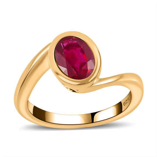 Afrikanischer Rubin (Fissure gefüllt) Ring, 925 Silber Gelbgold Vermeil (Größe 19.00) ca. 1.76 ct
