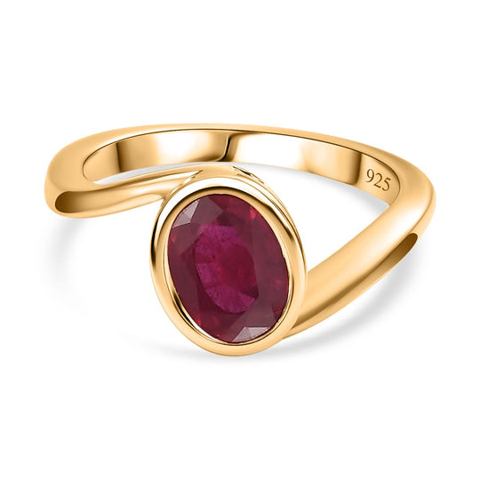 Afrikanischer Rubin (Fissure gefüllt) Ring, 925 Silber Gelbgold Vermeil (Größe 19.00) ca. 1.76 ct