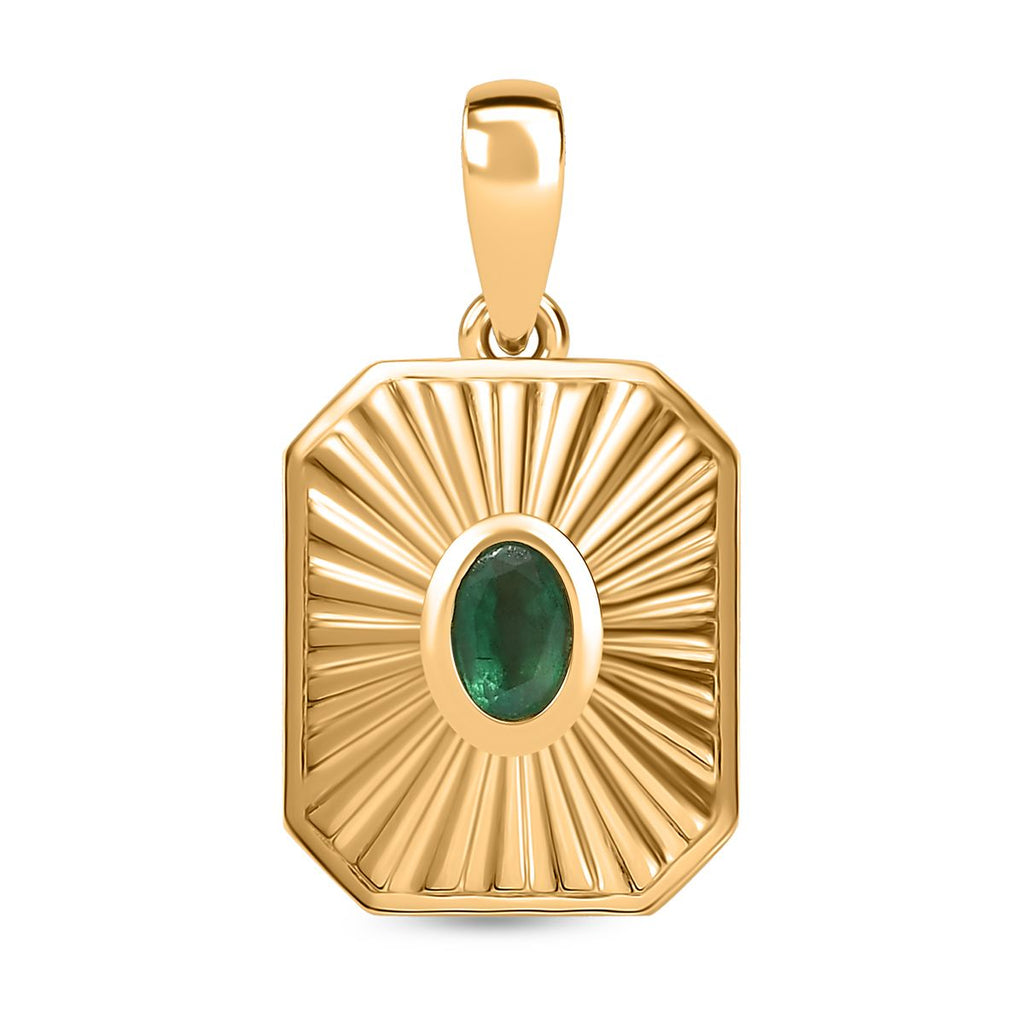 Gemfields Smaragd Anhänger 925 Silber Gelbgold Vermeil ca. 0.45 ct