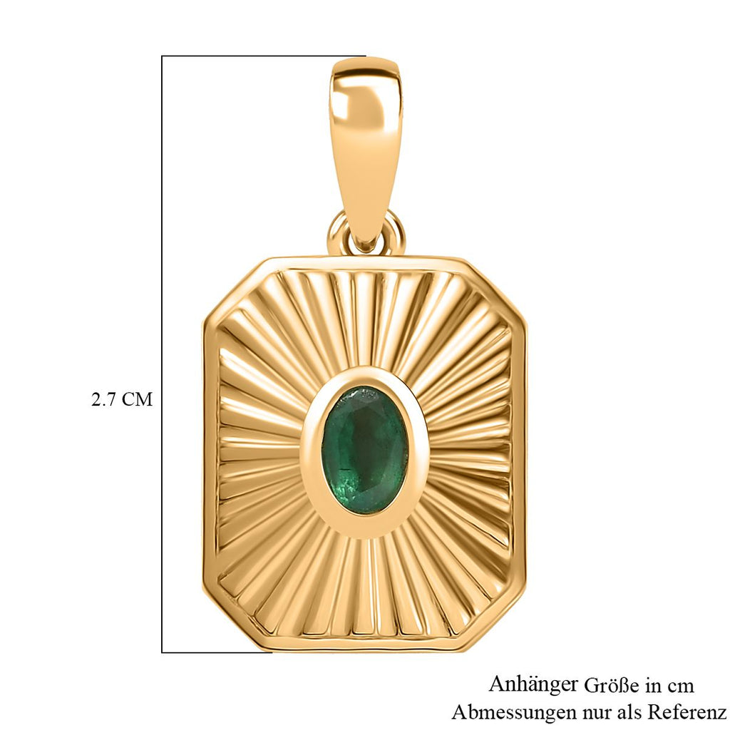 Gemfields Smaragd Anhänger 925 Silber Gelbgold Vermeil ca. 0.45 ct