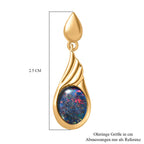 Boulder Opal Triplette Ohrringe 925 Silber Gelbgold Vermeil ca. 1.87 ct