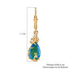 Pfau Quarz Triplette, Weißer Zirkon Ohrringe 925 Silber Gelbgold Vermeil ca. 6.81 ct