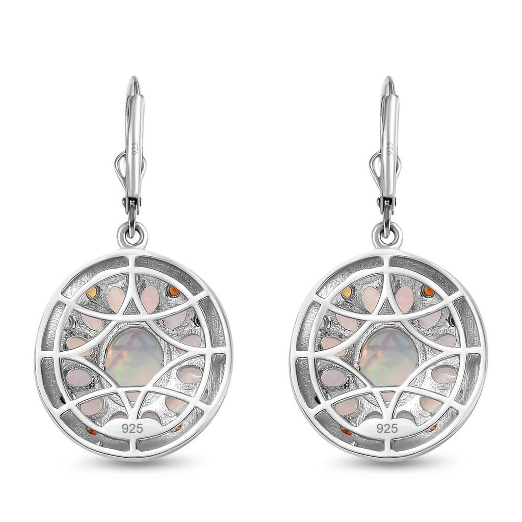 Natürlicher, äthiopischer Welo Opal Ohrringe 925 Silber platiniert ca. 5,87 ct.