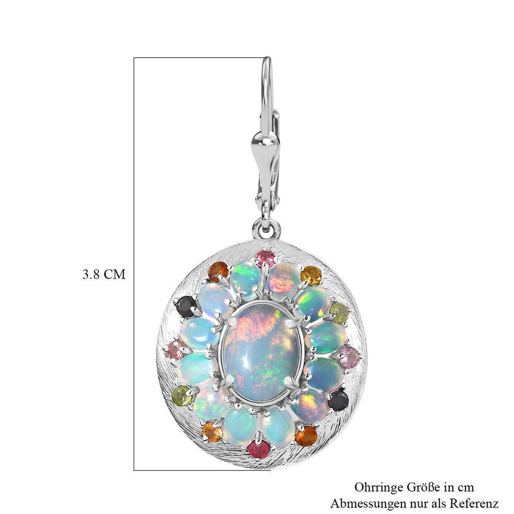 Natürlicher, äthiopischer Welo Opal Ohrringe 925 Silber platiniert ca. 5,87 ct.