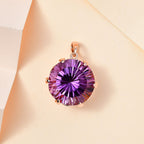 Hanabi Schliff AA Rose De France Amethyst, Roter Granat Anhänger 925 Silber Roségold Vermeil ca. 15.28 ct