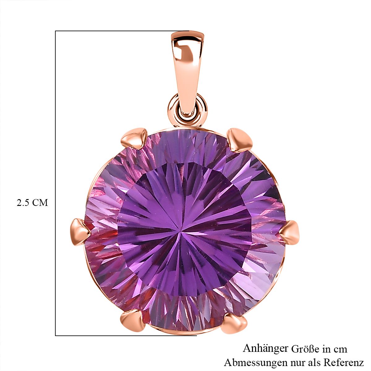 Hanabi Schliff AA Rose De France Amethyst, Roter Granat Anhänger 925 Silber Roségold Vermeil ca. 15.28 ct