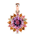 AA Rose De France Amethyst, Mehrfarbig-Turmalin Anhänger 925 Silber Roségold Vermeil ca. 4,37 ct.