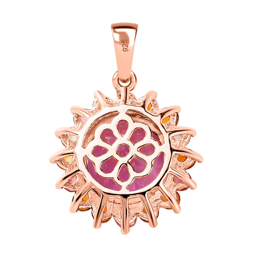 AA Rose De France Amethyst, Mehrfarbig-Turmalin Anhänger 925 Silber Roségold Vermeil ca. 4,37 ct.
