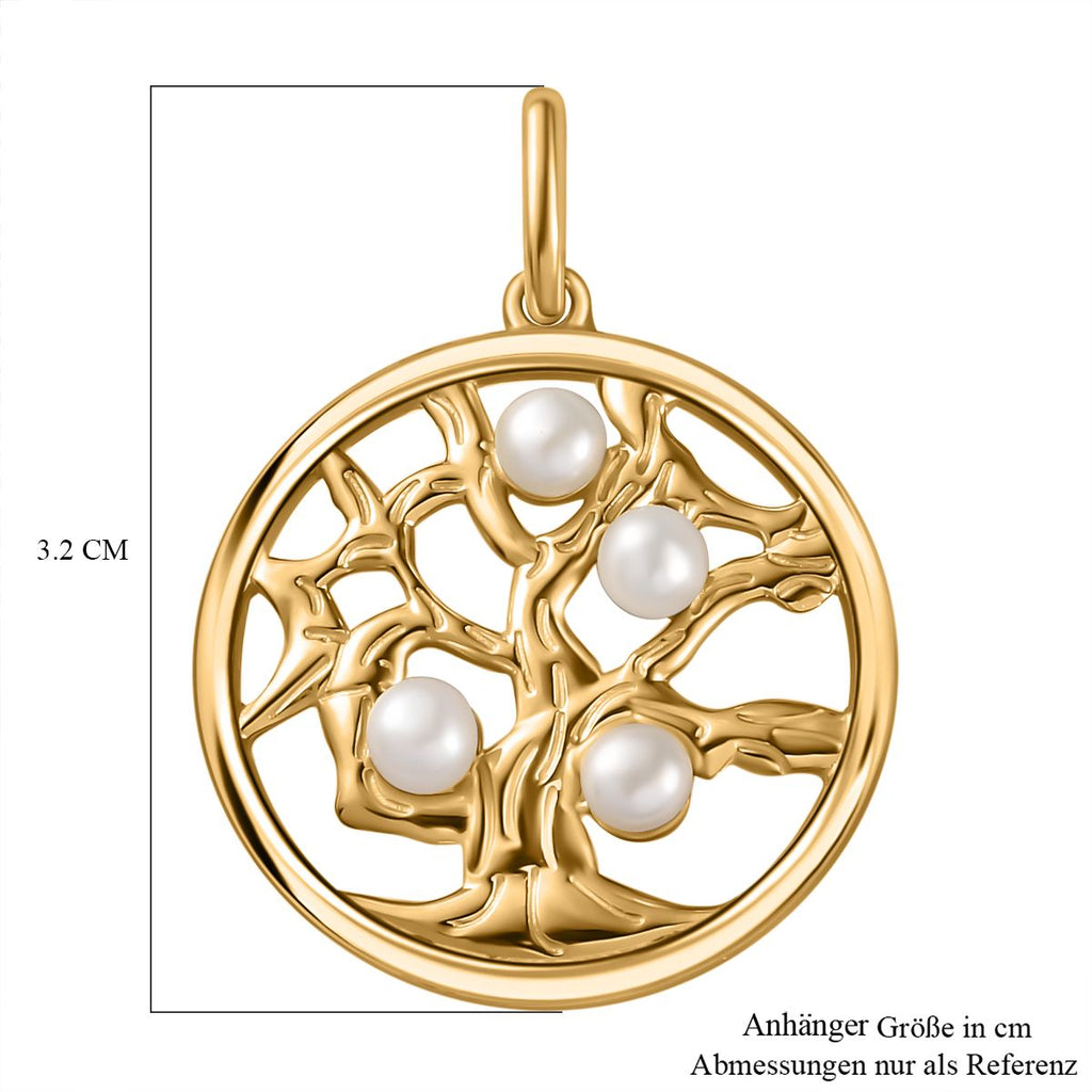 Drilled Süßwasser Perle Anhänger 925 Silber Gelbgold Vermeil ca. 0,95 ct.