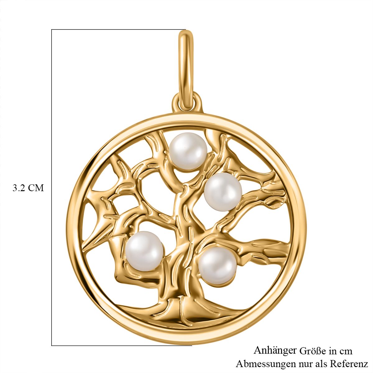 Drilled Süßwasser Perle Anhänger 925 Silber Gelbgold Vermeil ca. 0,95 ct.