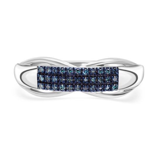 Blauer Diamant Ring, 925 Silber platiniert, (Größe 20.00), ca. 0.15 ct