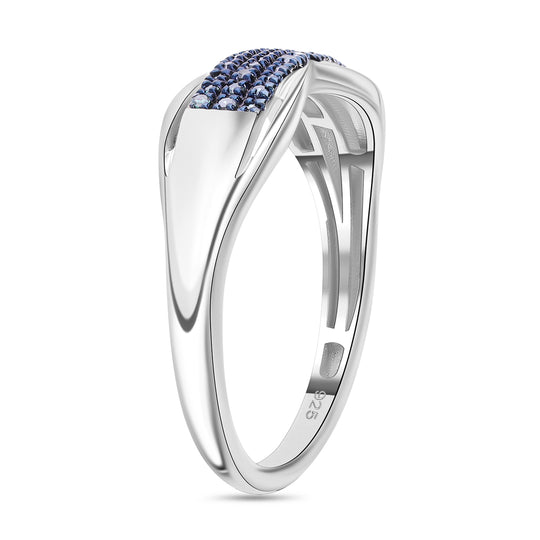 Blauer Diamant Ring, 925 Silber platiniert, (Größe 20.00), ca. 0.15 ct