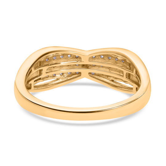 Weißer Diamant Ring, 925 Silber Gelbgold Vermeil, (Größe 18.00), ca. 0.15 ct