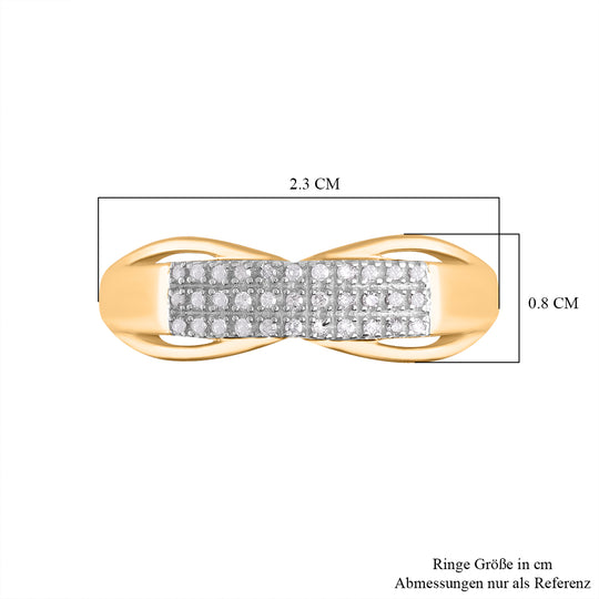 Weißer Diamant Ring, 925 Silber Gelbgold Vermeil, (Größe 18.00), ca. 0.15 ct