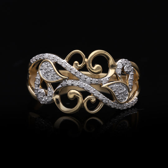 Weißer Diamant Ring, 925 Silber Gelbgold Vermeil (Größe 19.00) ca. 0.33 ct