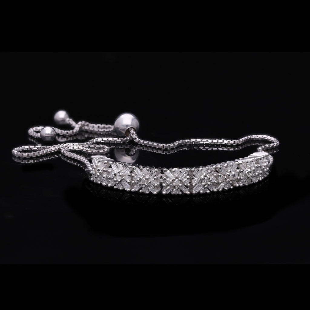 Weißer Diamant Armband, ca. 19 cm, 925 Silber platiniert, ca. 0.50 ct