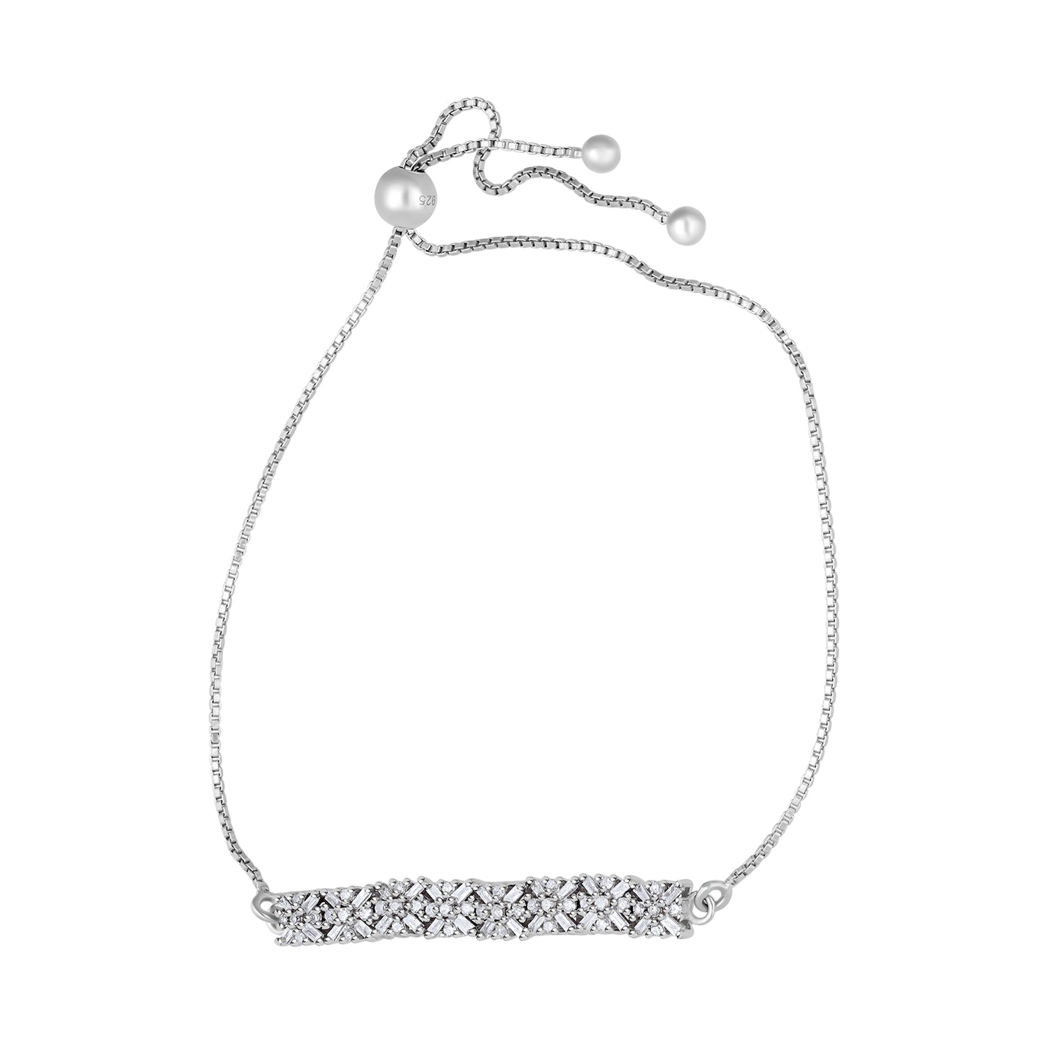 Weißer Diamant Armband, ca. 19 cm, 925 Silber platiniert, ca. 0.50 ct