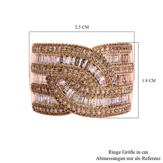 Natürlicher Champagner Diamant Ring 925 Silber Roségold Vermeil (Größe 17.00) ca. 1.50 ct