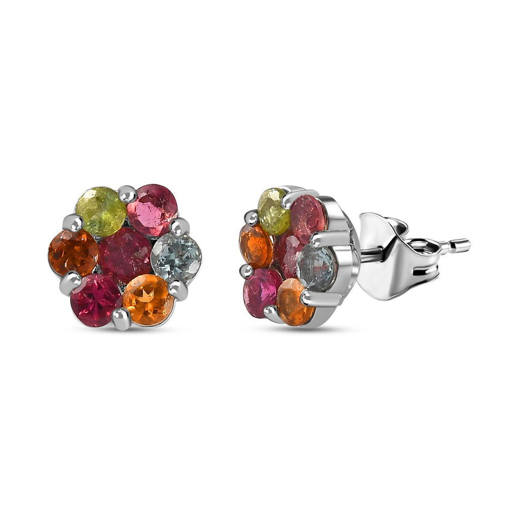 AA Mehrfarbig-Turmalin Ohrringe 925 Silber rhodiniert ca. 1.84 ct