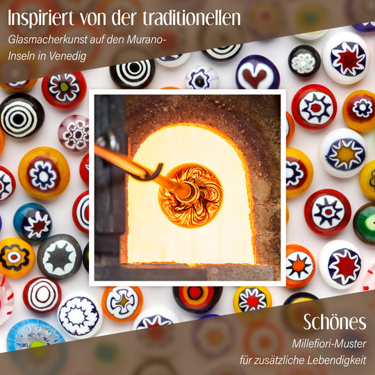 Mehrfarbiges Murano-Stil Glas Ohrringe 316L Edelstahl