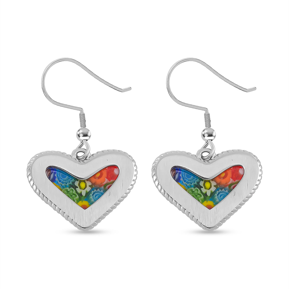 Mehrfarbiges Murano-Stil Glas Ohrringe 316L Edelstahl