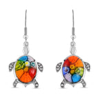 Mehrfarbiges Murano-Stil Glas Ohrringe 316L Edelstahl