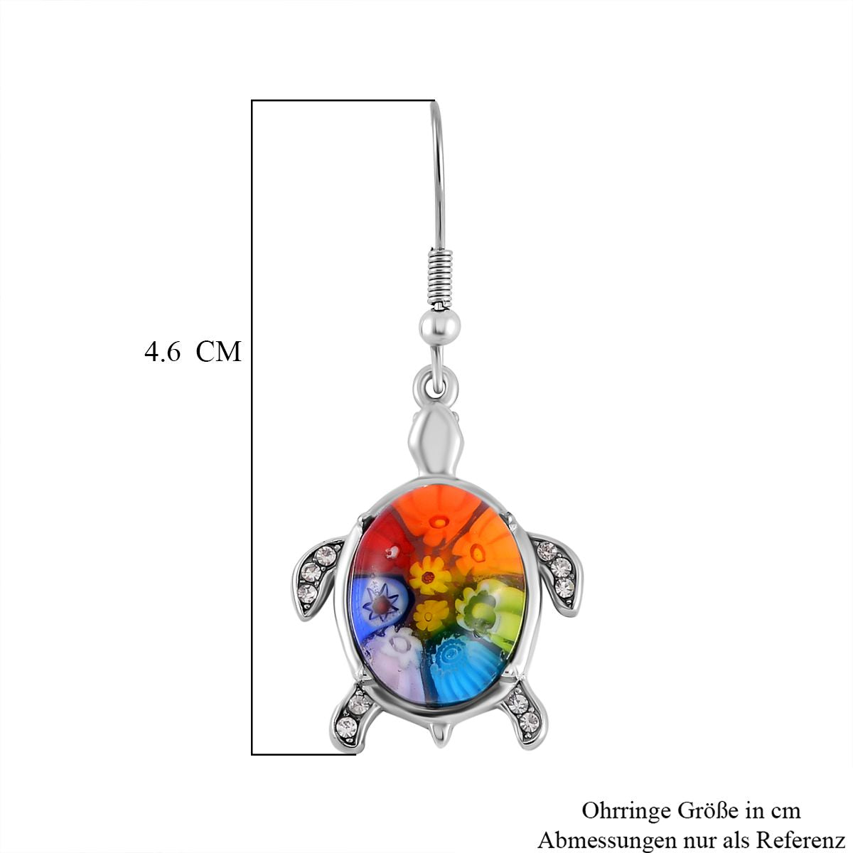 Mehrfarbiges Murano-Stil Glas Ohrringe 316L Edelstahl