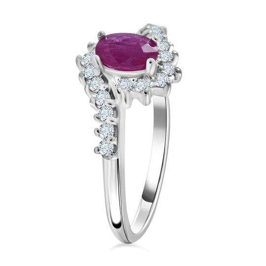 AA Montepuez-Rubin, Weißer Zirkon Ring 925 Silber rhodiniert (Größe 21.00) ca. 1,09 ct