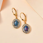 Boulder Opal Triplette, Weißer Zirkon Ohrringe 925 Silber Gelbgold Vermeil ca. 2.87 ct