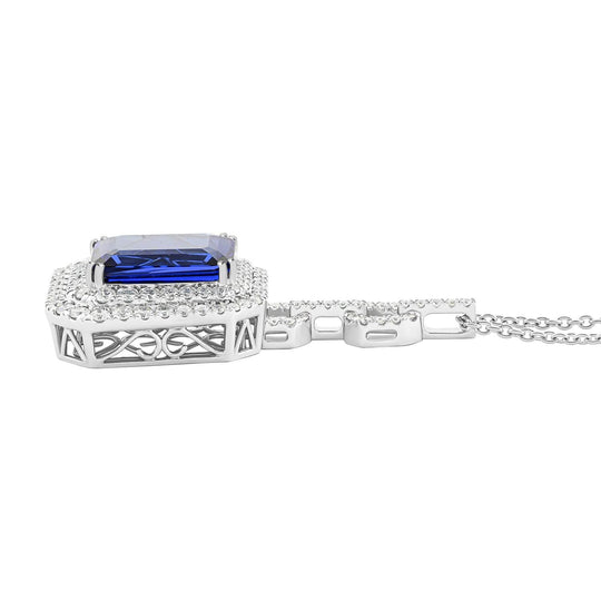CHAIRMAN VAULT COLLECTION - AAAA Tansanit, Weißer Diamant AGI zertifiziert Halskette, zertifiziert und geprüft, 950 Platin ca. 26.06 ct