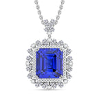 CHAIRMAN VAULT COLLECTION - AAAA Tansanit, Weißer Diamant AGI zertifiziert Anhänger, zertifiziert und geprüft, 950 Platin ca. 27.39 ct