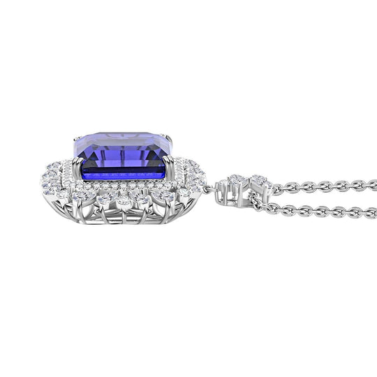 CHAIRMAN VAULT COLLECTION - AAAA Tansanit, Weißer Diamant AGI zertifiziert Anhänger, zertifiziert und geprüft, 950 Platin ca. 27.39 ct