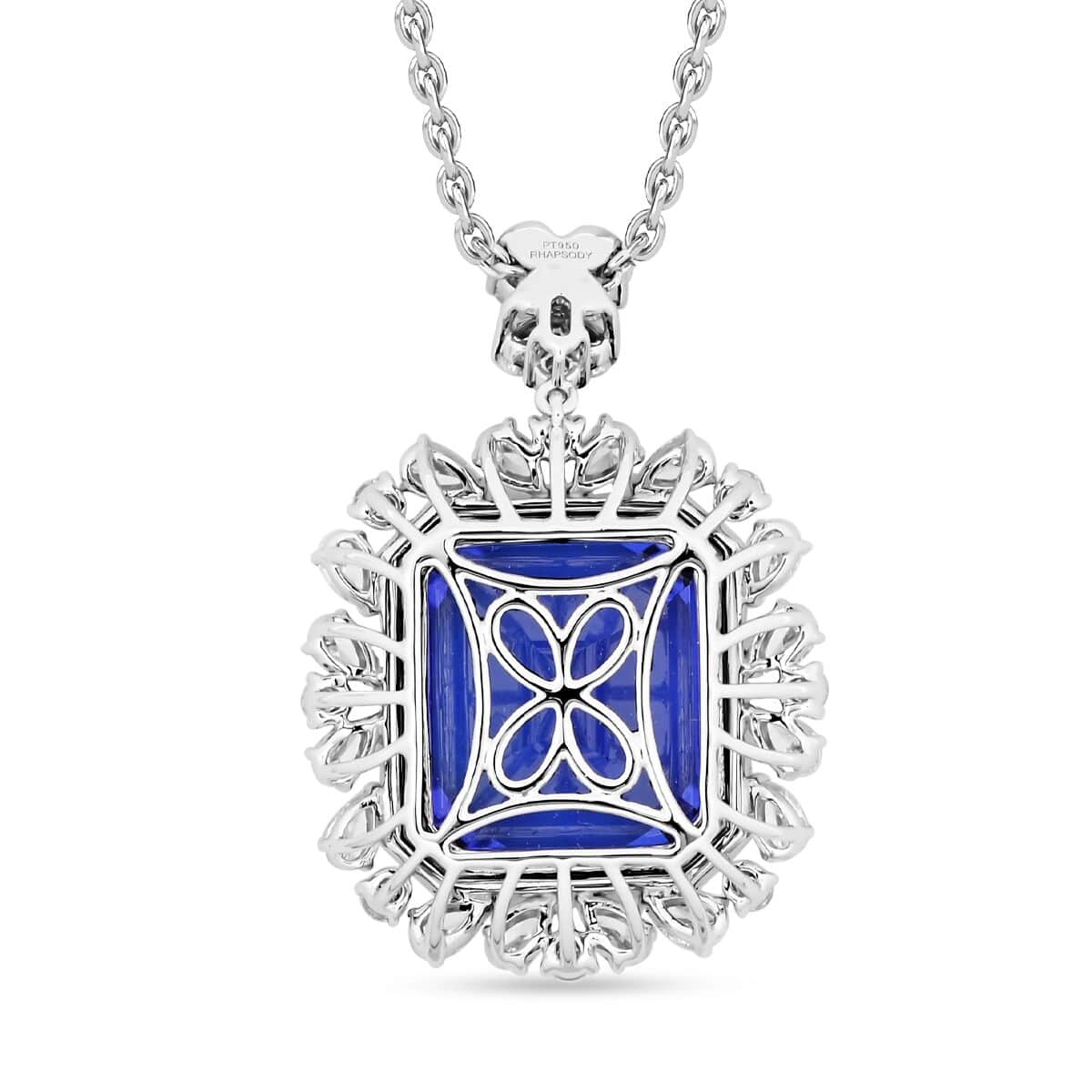 CHAIRMAN VAULT COLLECTION - AAAA Tansanit, Weißer Diamant AGI zertifiziert Anhänger, zertifiziert und geprüft, 950 Platin ca. 27.39 ct