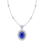 CHAIRMAN VAULT COLLECTION - AAAA Tansanit, Weißer Diamant AGI zertifiziert Anhänger, zertifiziert und geprüft, 950 Platin ca. 35.06 ct