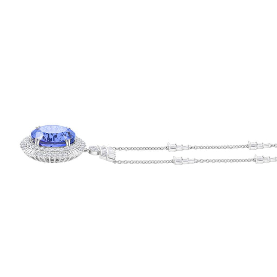 CHAIRMAN VAULT COLLECTION - AAAA Tansanit, Weißer Diamant AGI zertifiziert Anhänger, zertifiziert und geprüft, 950 Platin ca. 35.06 ct