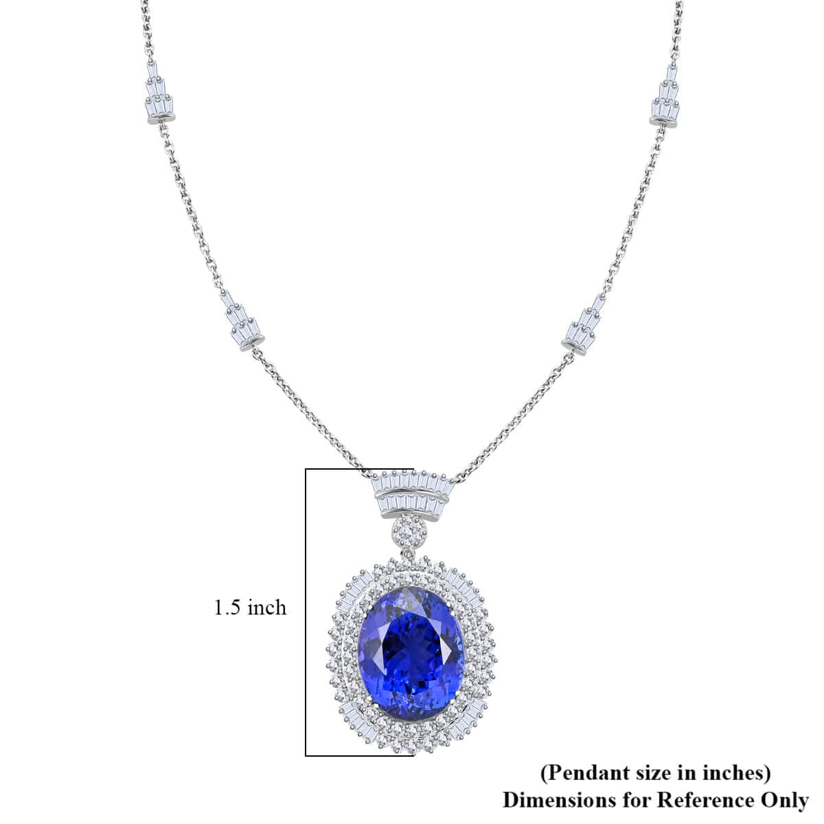 CHAIRMAN VAULT COLLECTION - AAAA Tansanit, Weißer Diamant AGI zertifiziert Anhänger, zertifiziert und geprüft, 950 Platin ca. 35.06 ct