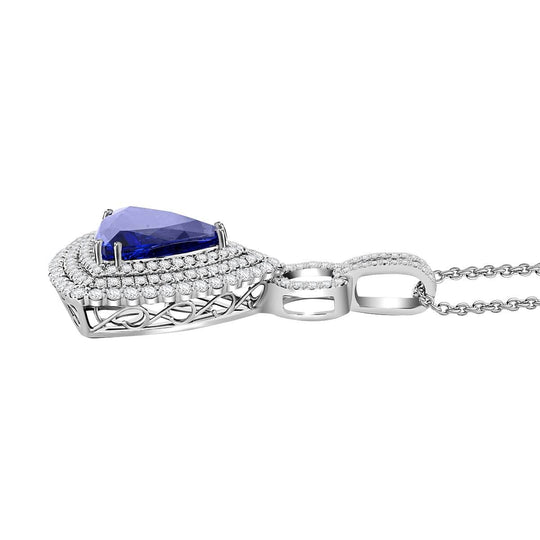 CHAIRMAN VAULT COLLECTION - AAAA Tansanit, Weißer Diamant AGI zertifiziert Anhänger, zertifiziert und geprüft, 950 Platin ca. 24.39 ct