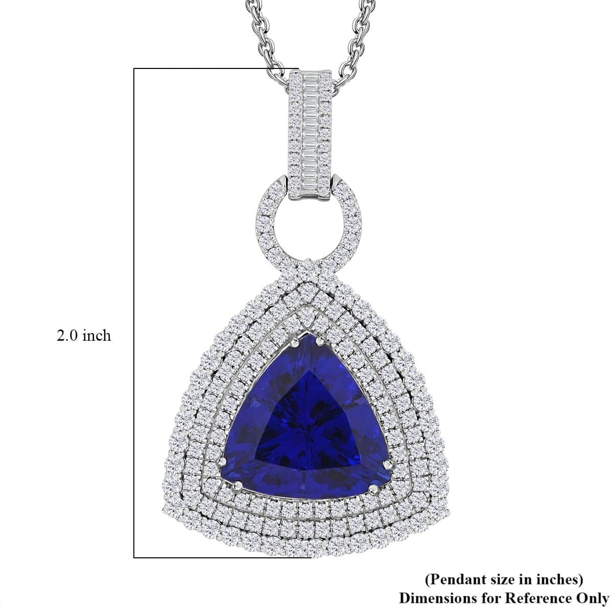 CHAIRMAN VAULT COLLECTION - AAAA Tansanit, Weißer Diamant AGI zertifiziert Anhänger, zertifiziert und geprüft, 950 Platin ca. 24.39 ct