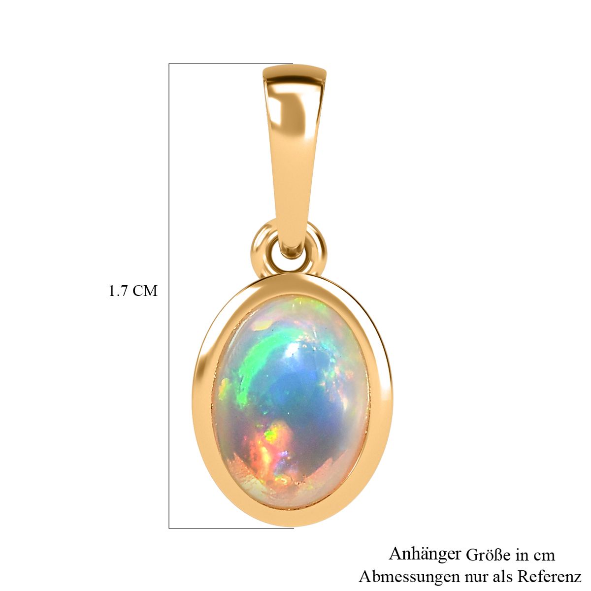 AA Natürlicher, äthiopischer Welo Opal Anhänger 925 Silber Gelbgold Vermeil ca. 0,86 ct.
