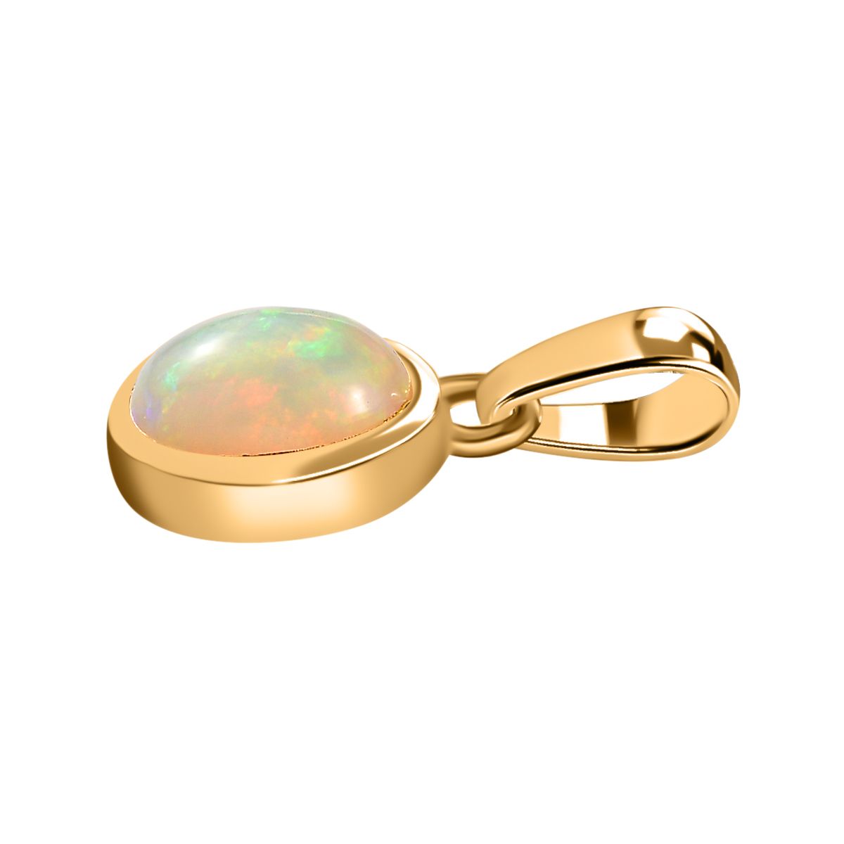 AA Natürlicher, äthiopischer Welo Opal Anhänger 925 Silber Gelbgold Vermeil ca. 0,86 ct.