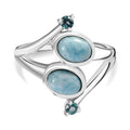 AA Larimar, Blauer Apatit Ring 925 Silber platiniert (Größe 17.00) ca. 2,05 ct