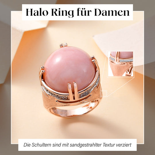 GP Royal Art Deco Kollektion - AA Natürlicher Peruanischer rosa Opal, Kanchanaburi Blauer Saphir Ring 925 Silber Roségold Vermeil (Größe 18.00) ca. 19.15 ct
