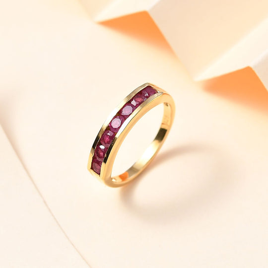 JCK Vegas Exklusive Kollektion - Afrikanischer Rubin (Fissure gefüllt) Ring 925 Silber vergoldet (Größe 21.00) ca. 0.99 ct