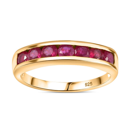 JCK Vegas Exklusive Kollektion - Afrikanischer Rubin (Fissure gefüllt) Ring 925 Silber vergoldet (Größe 21.00) ca. 0.99 ct