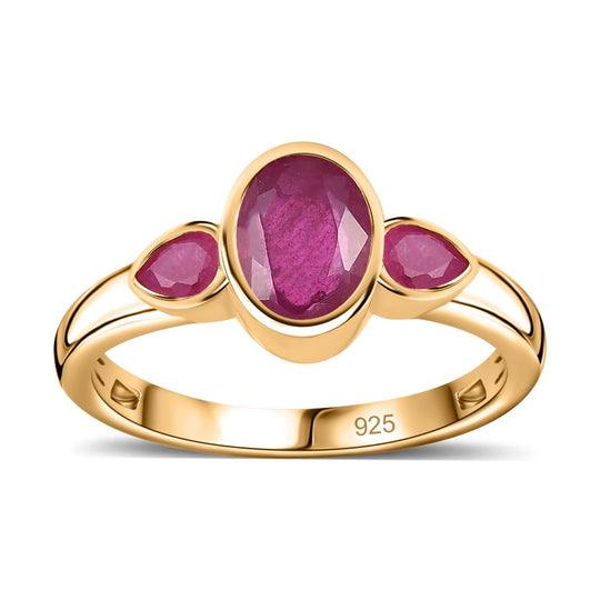 Afrikanischer Rubin (Fissure gefüllt) Ring 925 Silber Gelbgold Vermeil (Größe 18.00) ca. 2,53 ct